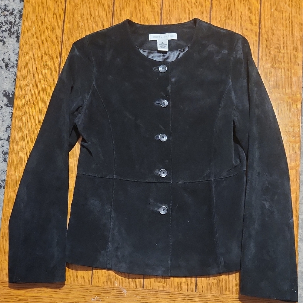 Pursuits Ltd Black Suede Blazer EUC